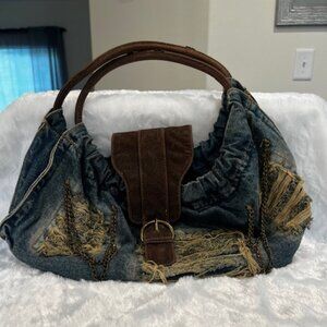Distressed Denim hobo Bag